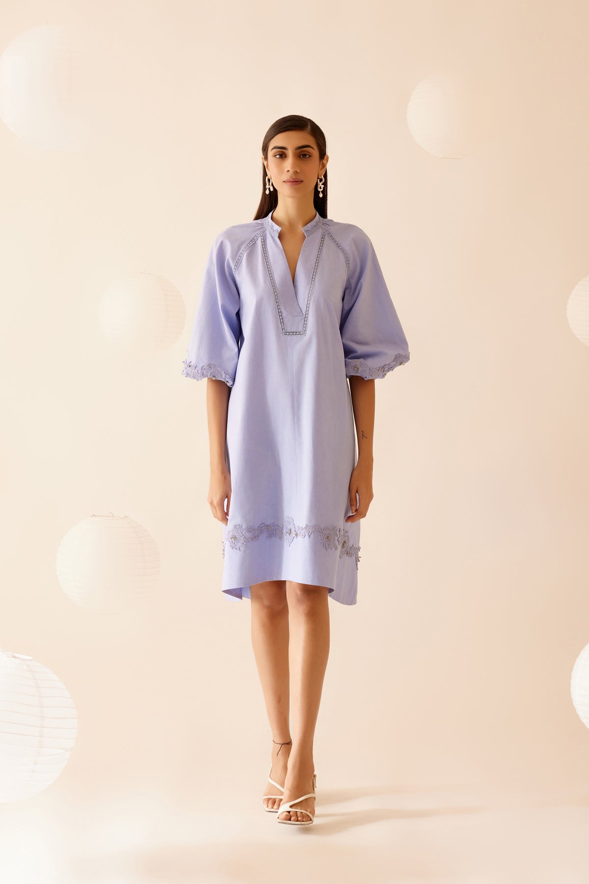 SARAFINA LS SHIRT - BLUE PEACH GOLD MARBLE