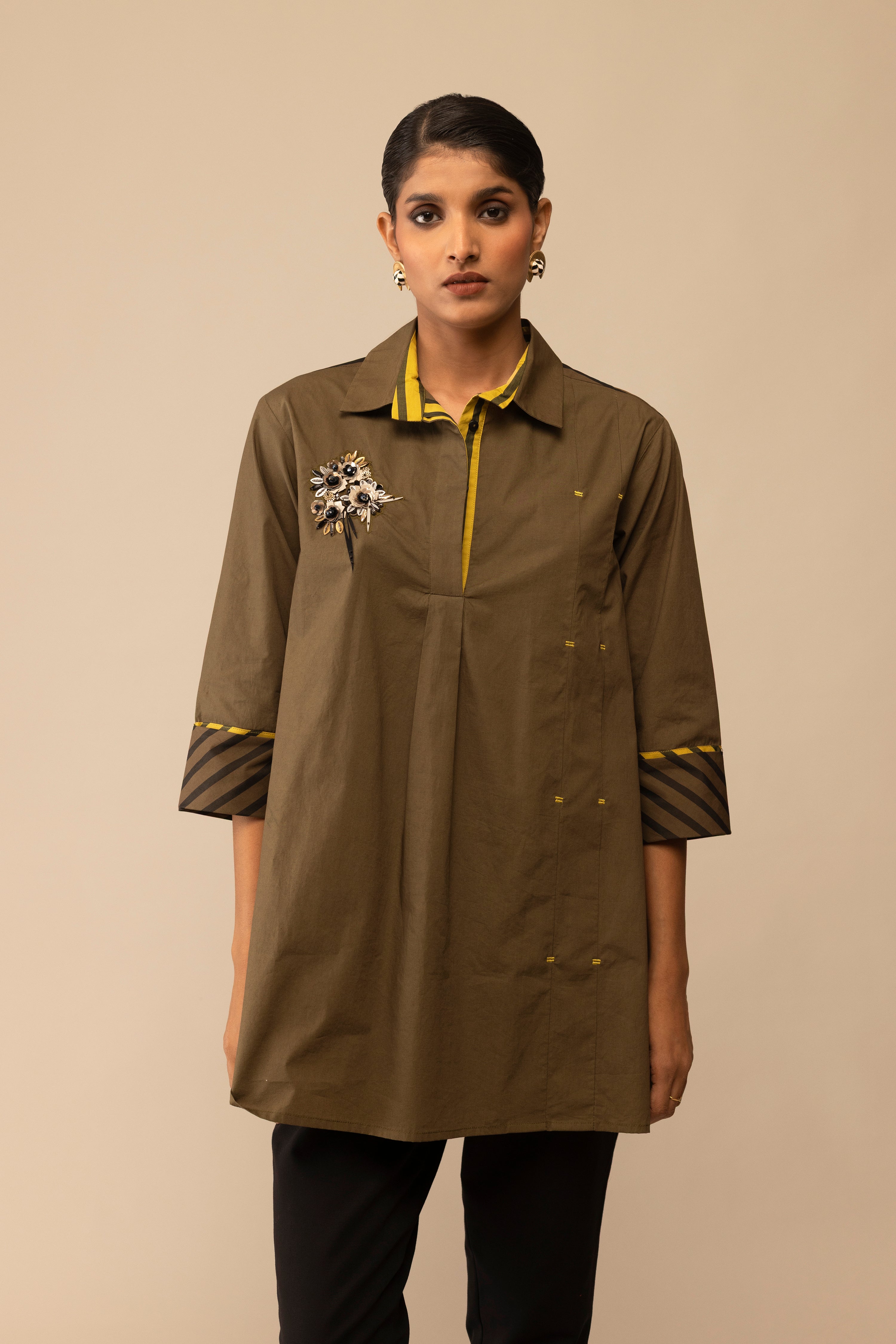 Neela - Olive Embroidery