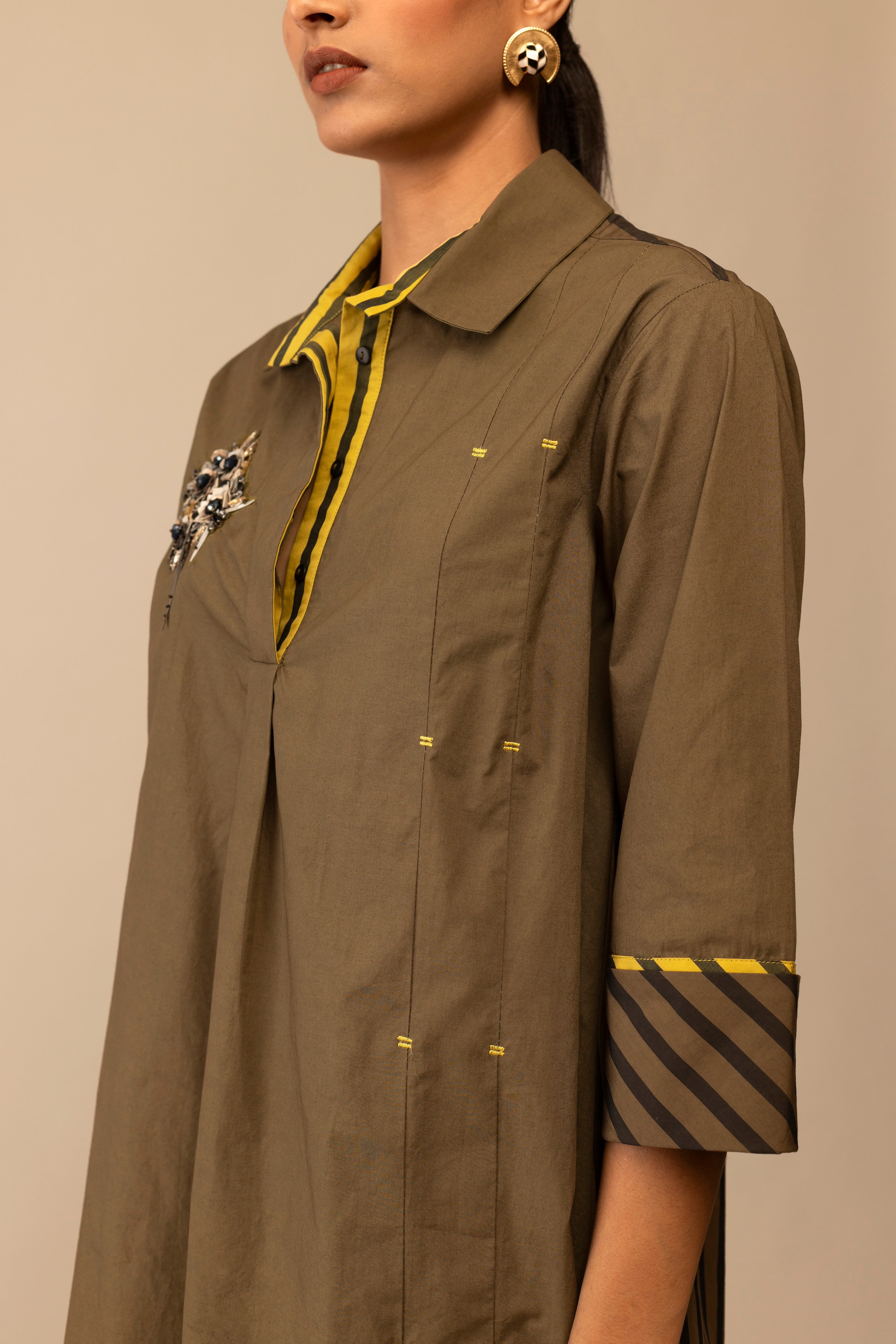 Neela - Olive Embroidery
