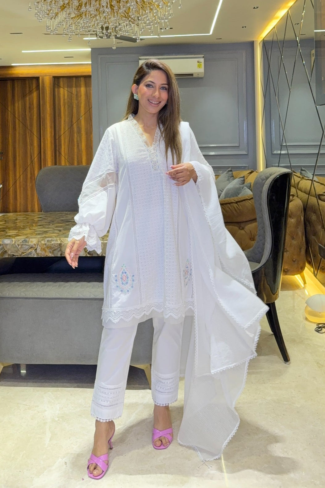 JASMINE KURTA SET - WHITE