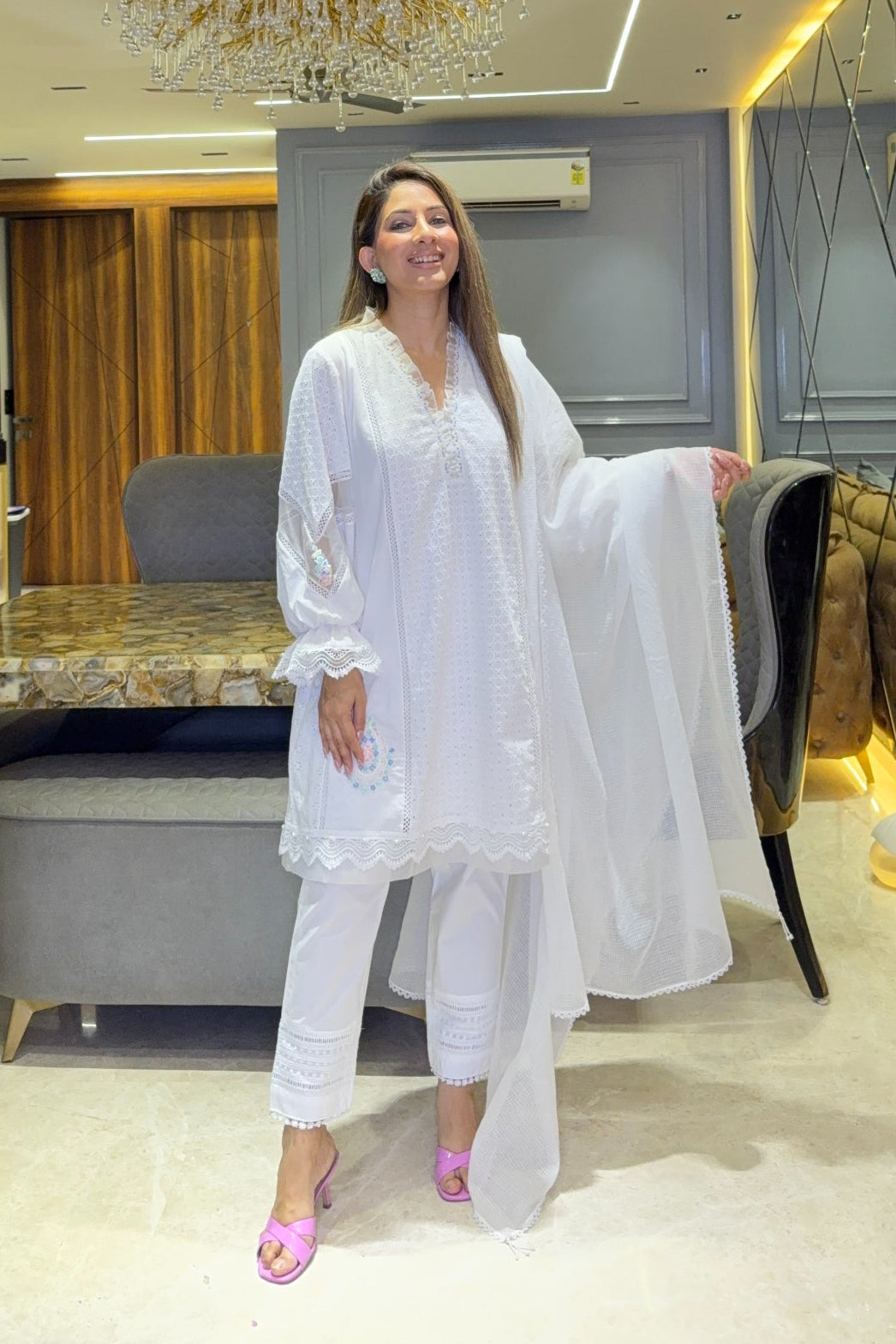 JASMINE KURTA SET - WHITE