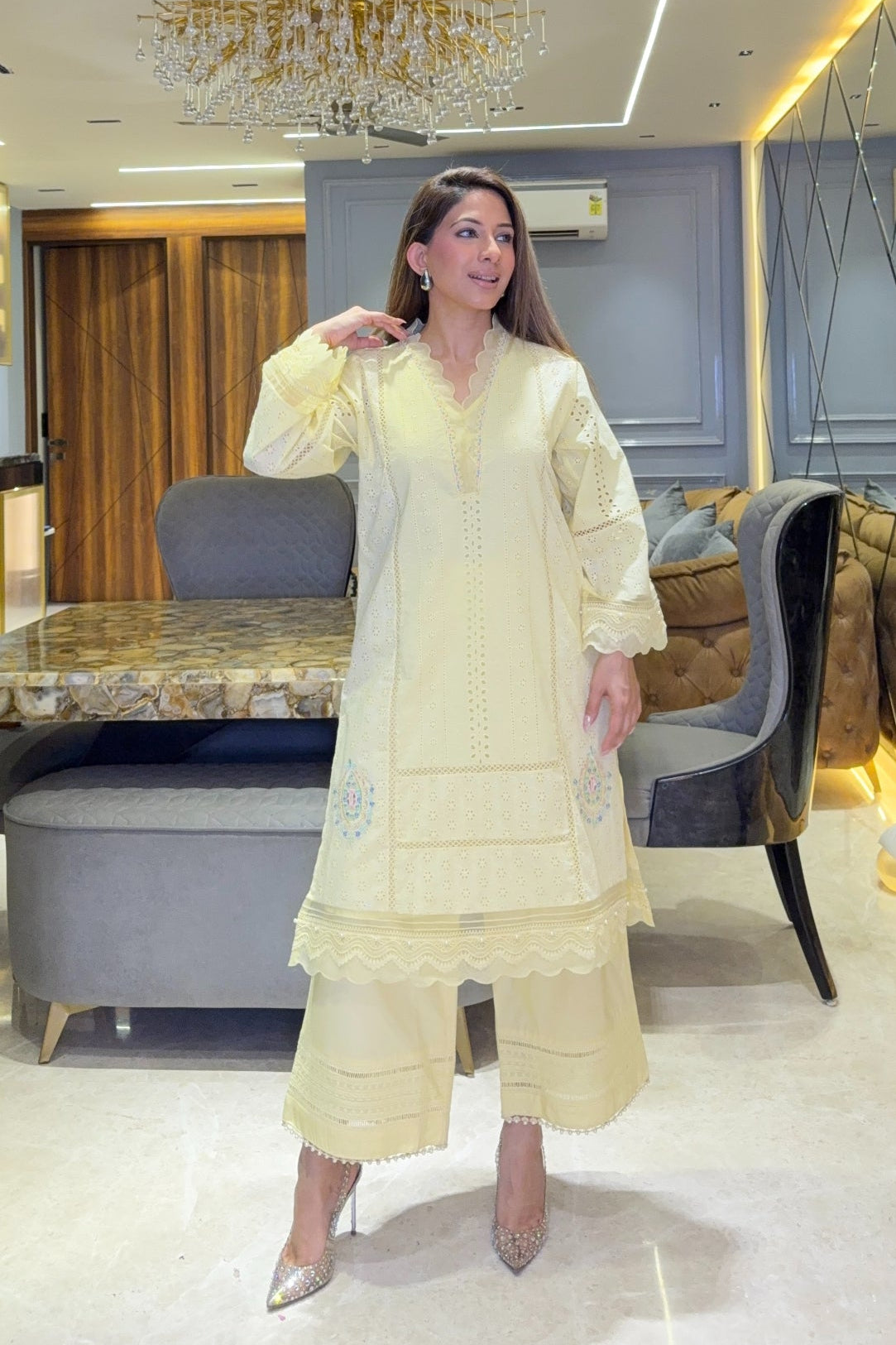 SAHIBA KURTA SET - YELLOW