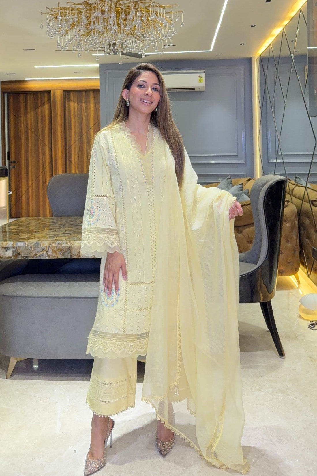 SAHIBA KURTA SET - YELLOW
