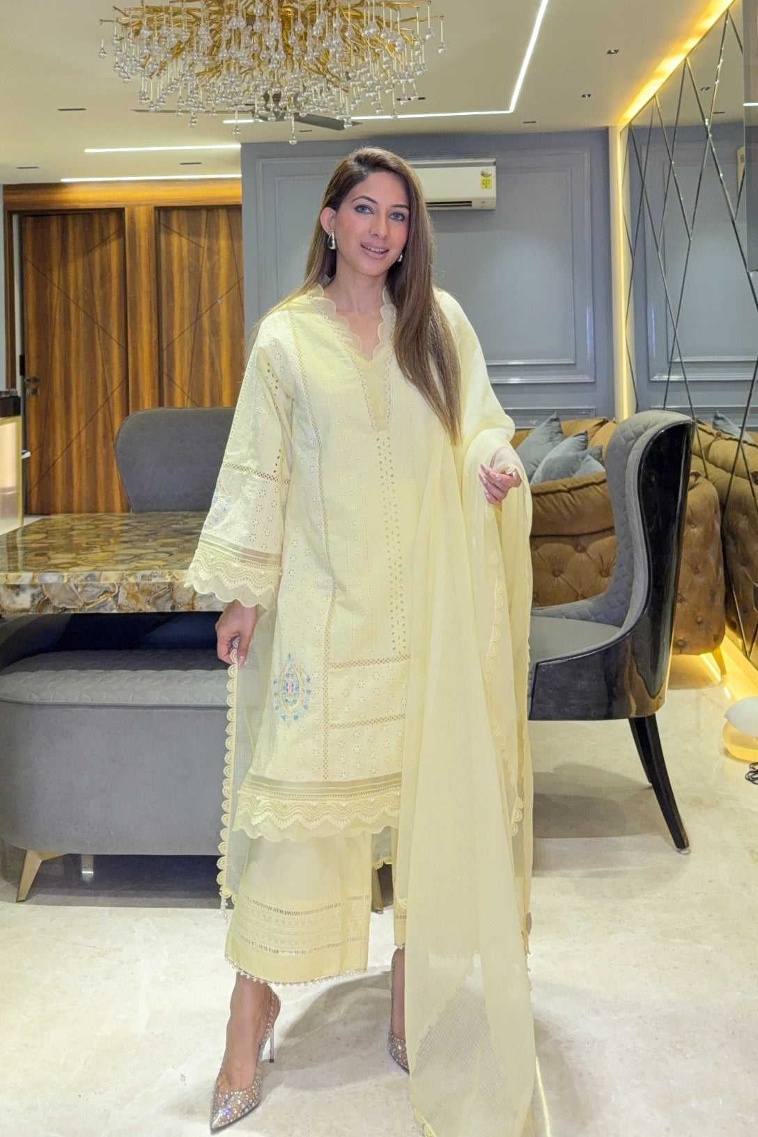 SAHIBA KURTA SET - YELLOW