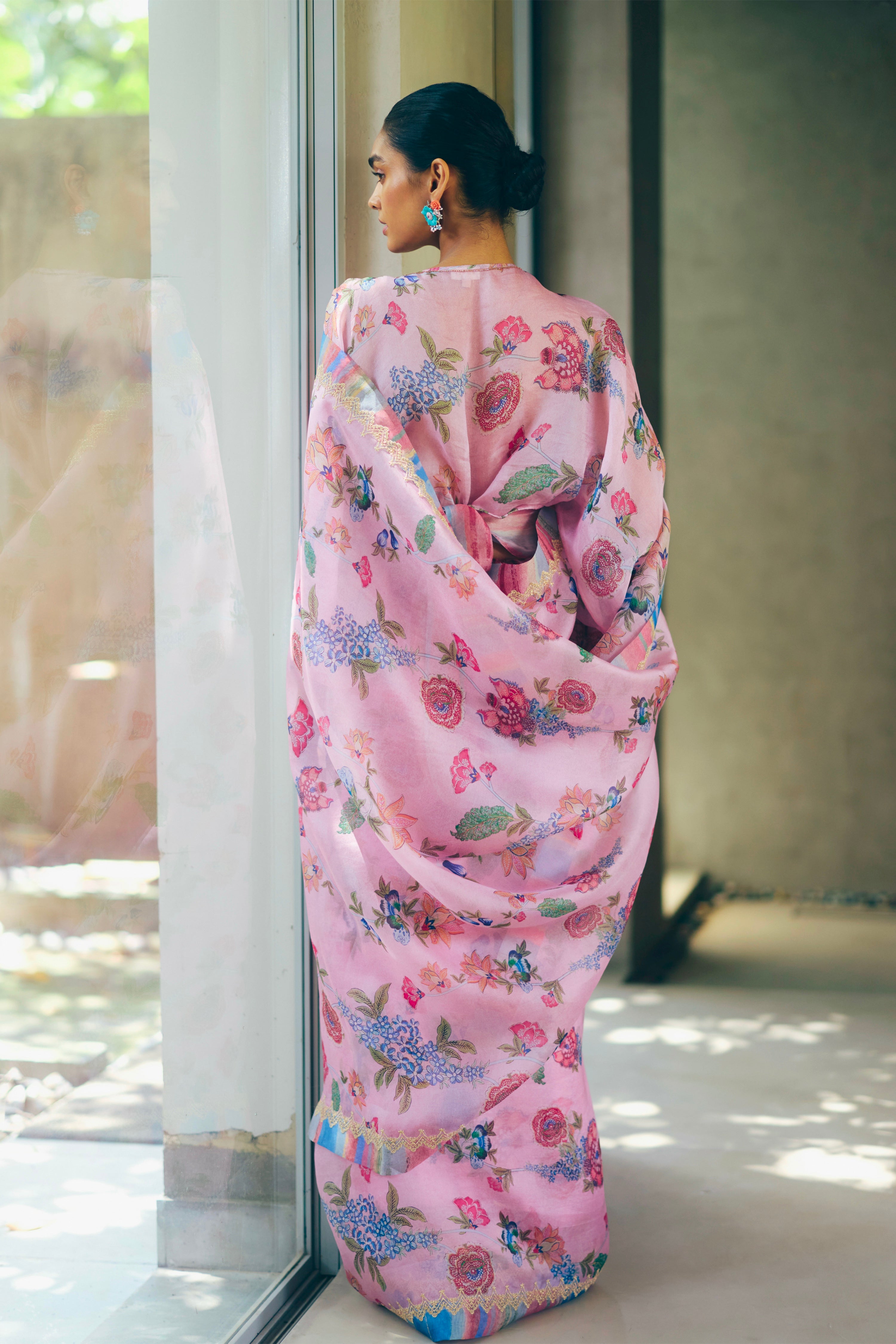 Yasmin Saree - Pink Print