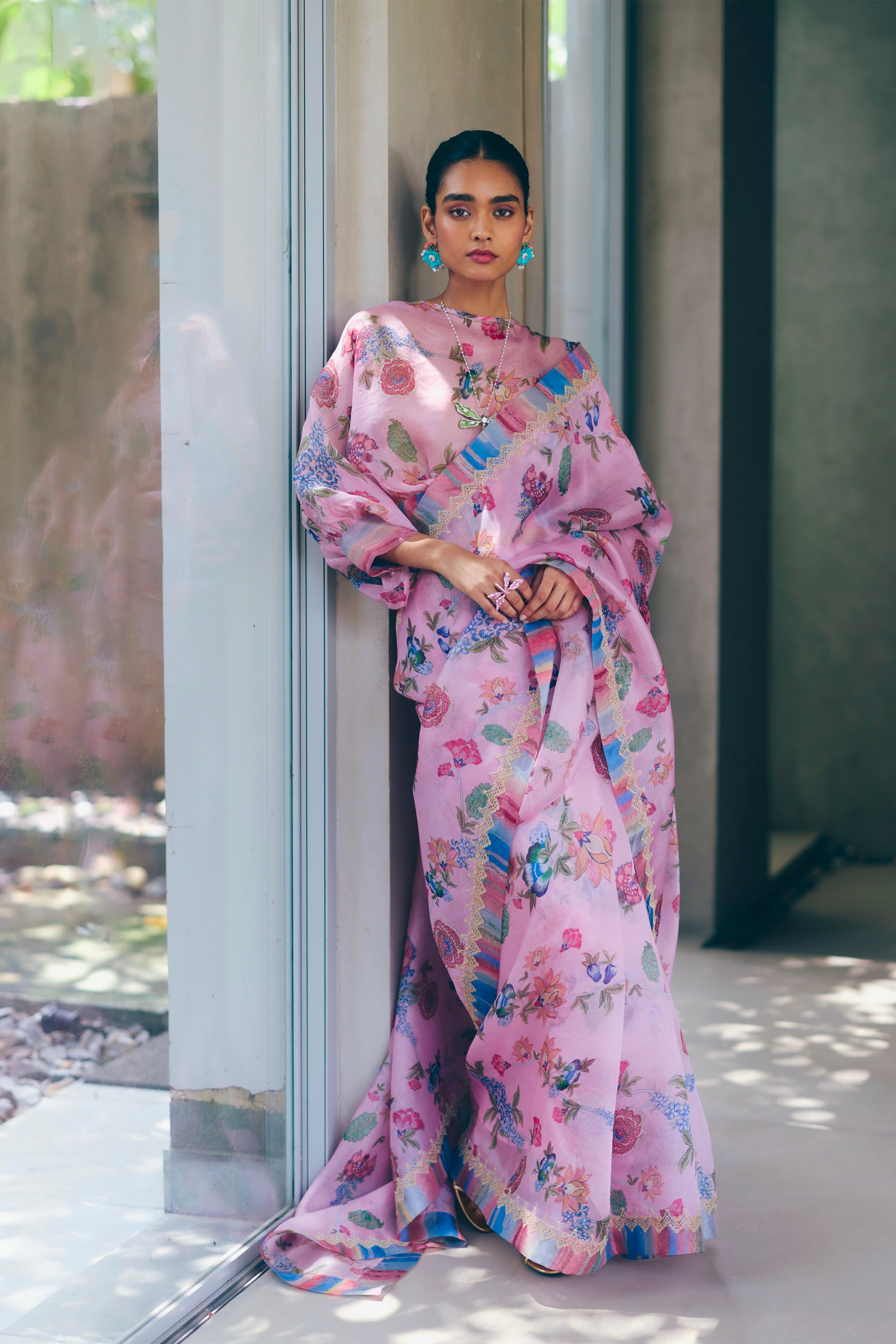 Yasmin Saree - Pink Print