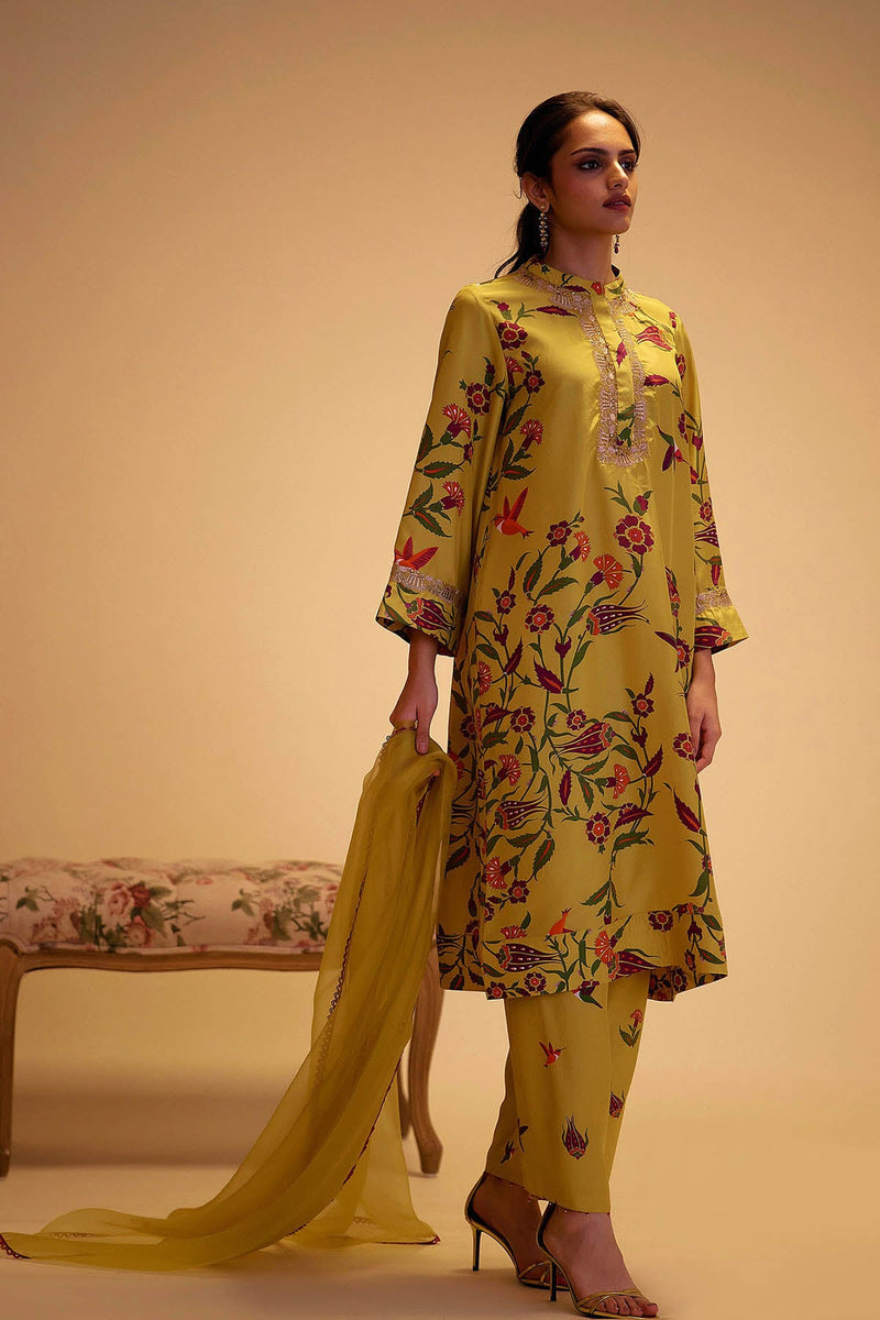 Tahira - Yellow Print Silk