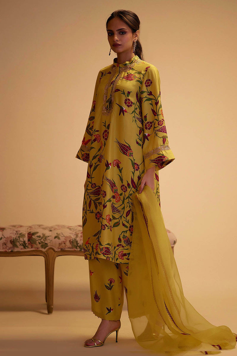 Tahira - Yellow Print Silk