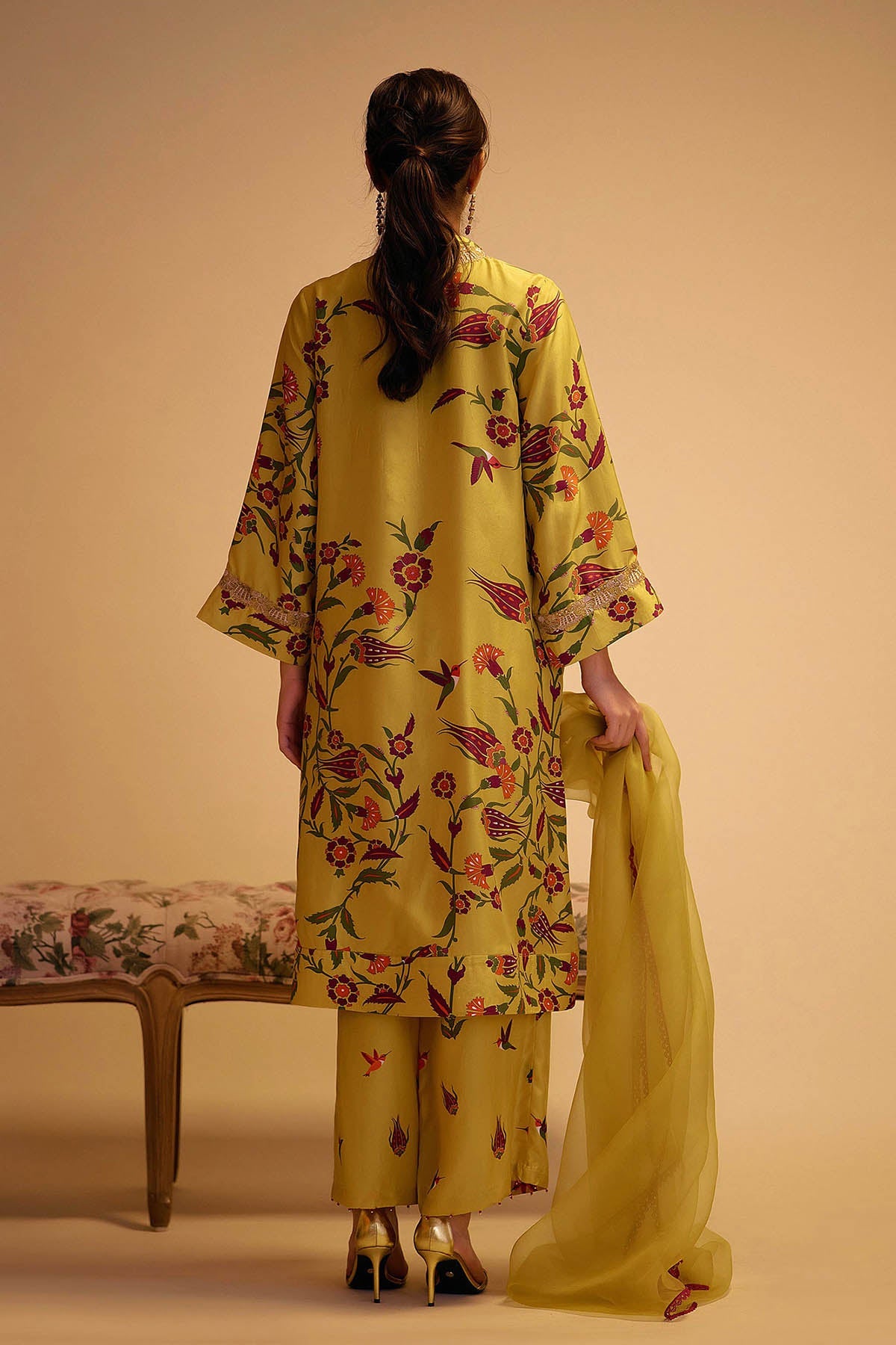 Tahira - Yellow Print Silk