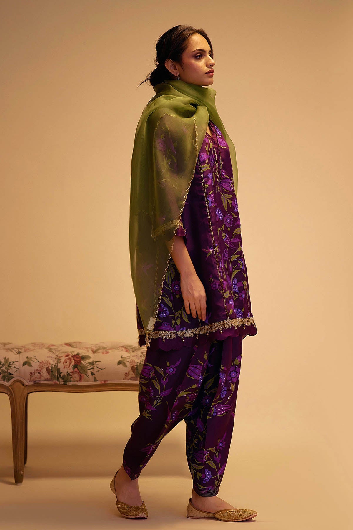 Farida - Purple Print Silk