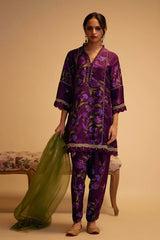 Farida - Purple Print Silk