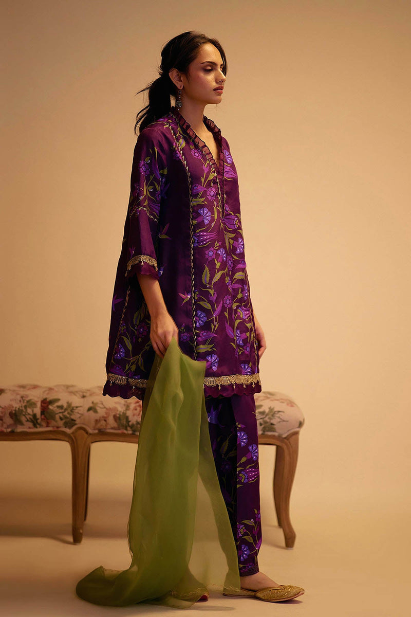 Farida - Purple Print Silk