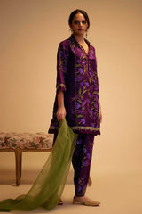 Farida - Purple Print Silk