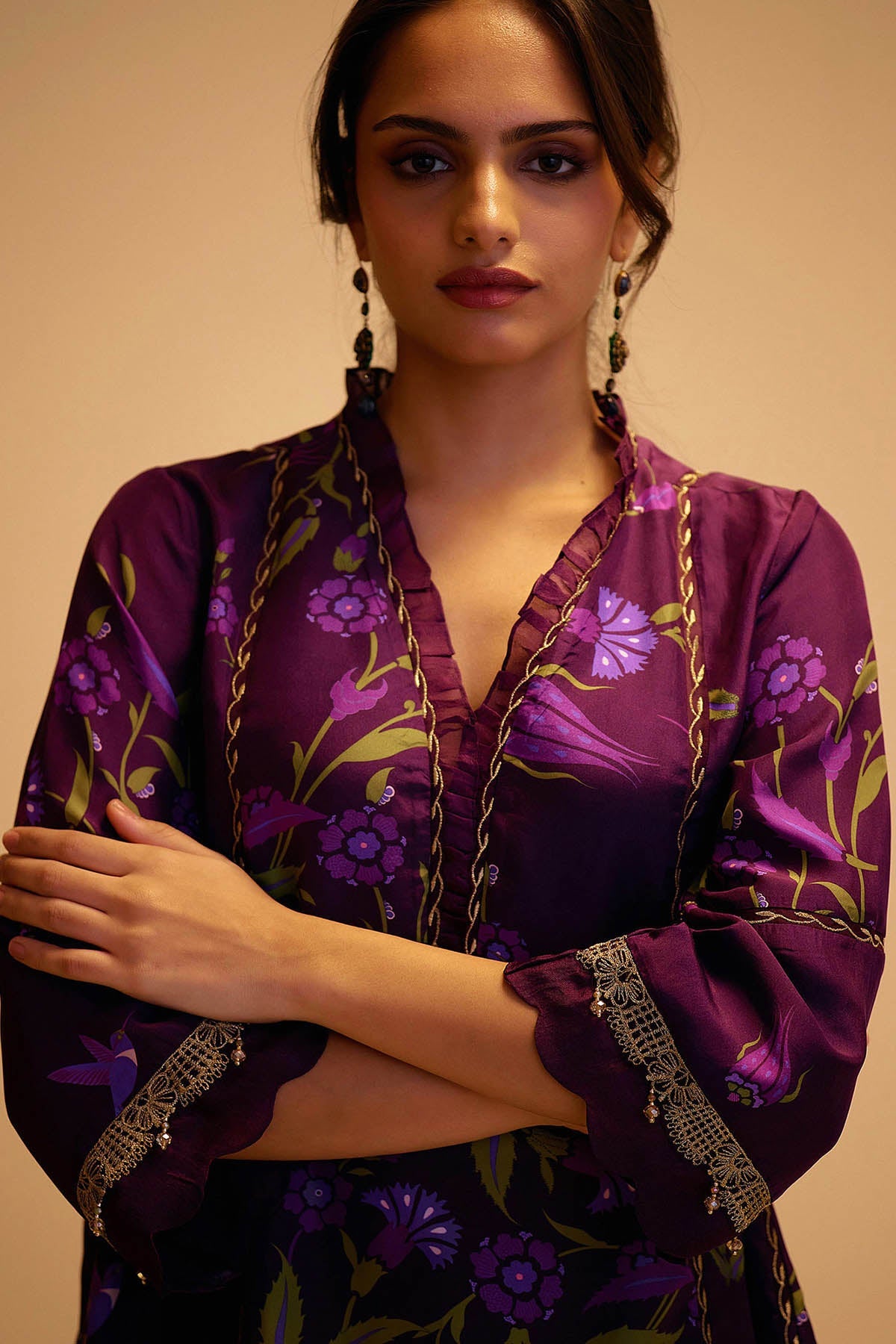 Farida - Purple Print Silk