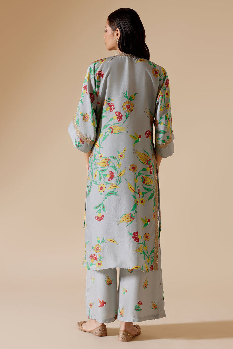 Sitara -Grey Print Silk