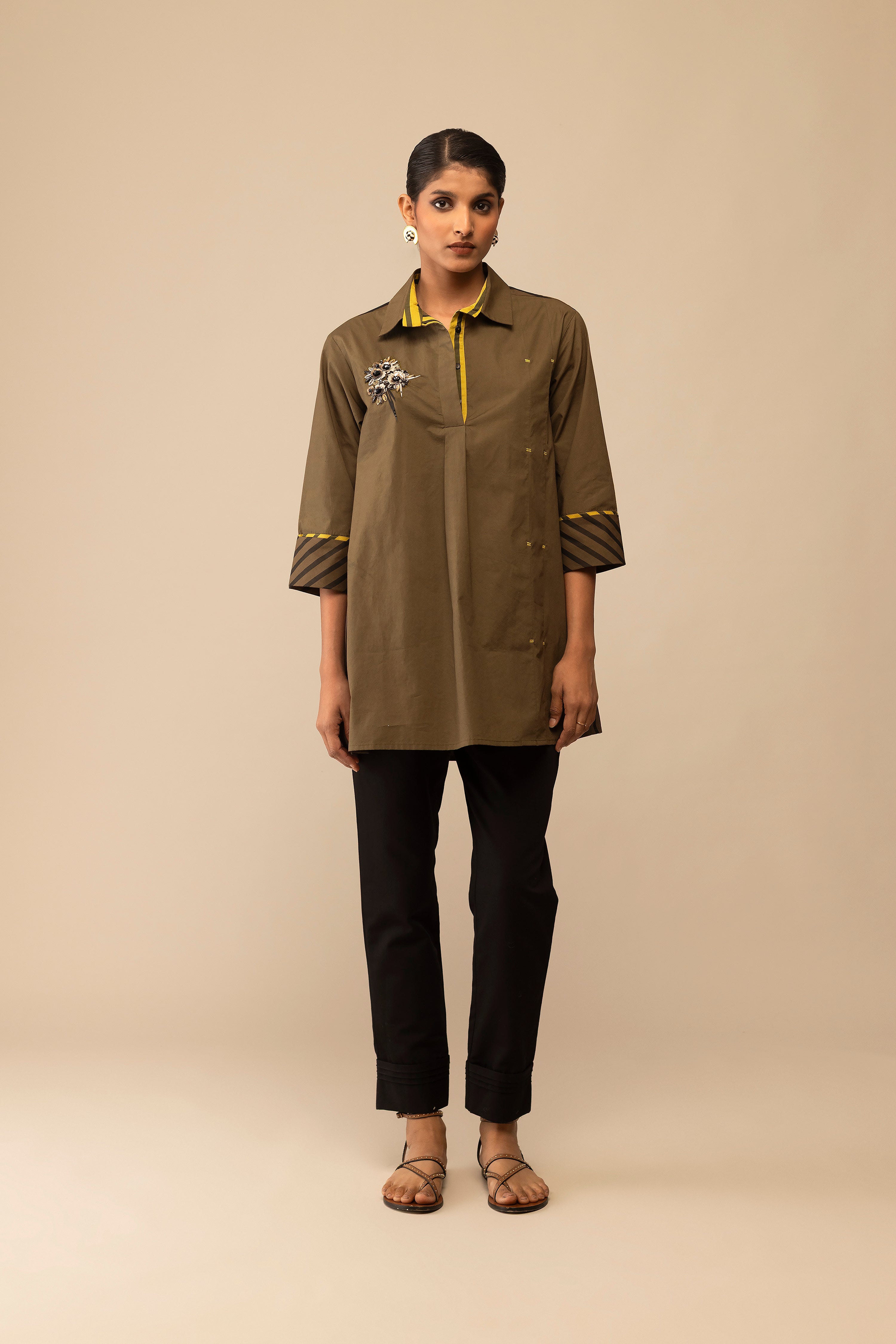 Neela - Olive Embroidery