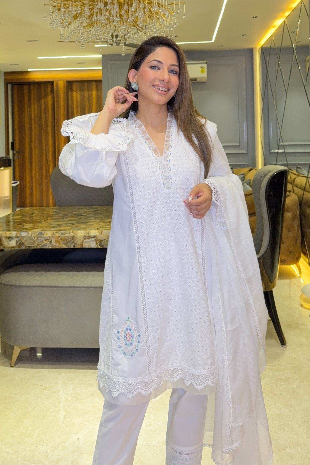 JASMINE KURTA SET - WHITE