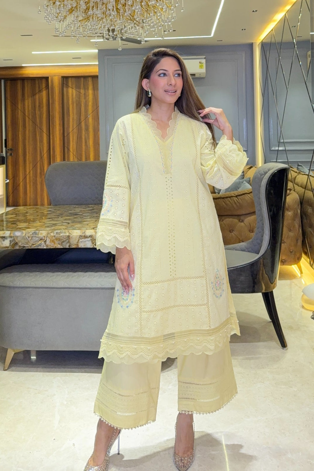 SAHIBA KURTA SET - YELLOW
