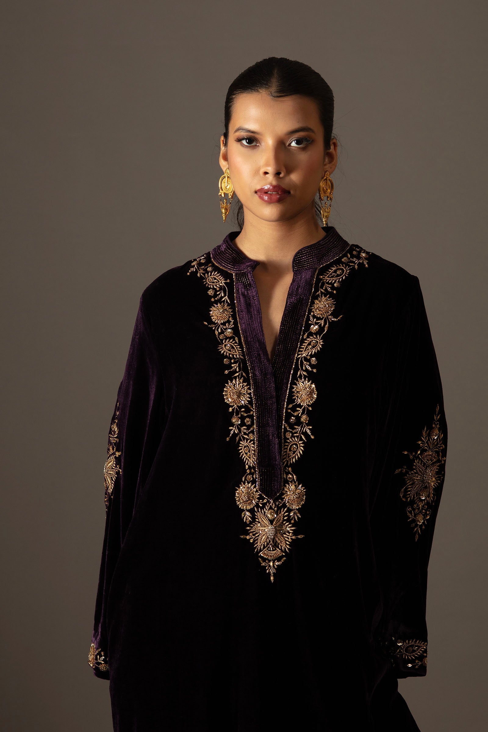 Anaya Long Velvet- Purple