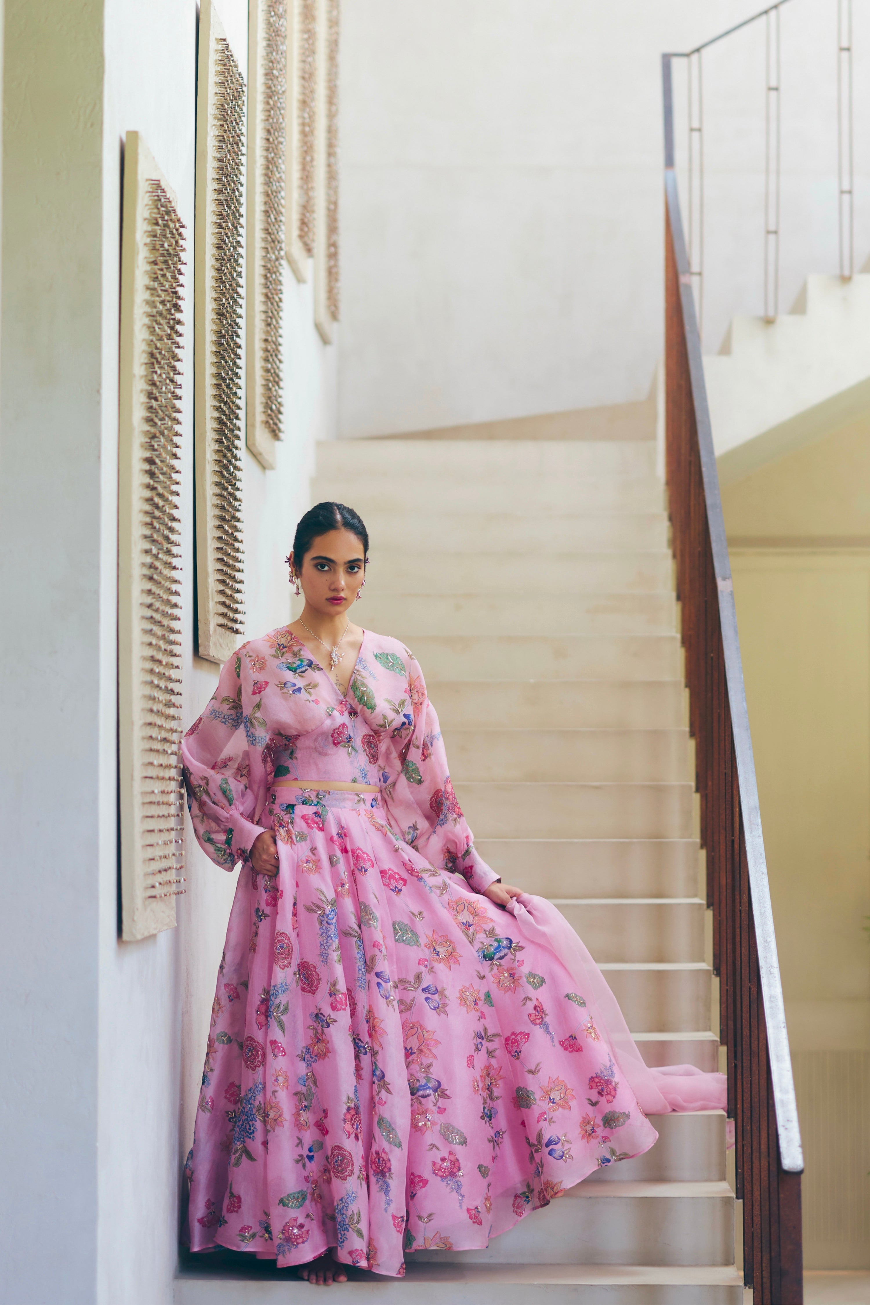 Amira Lehenga - Pink Print
