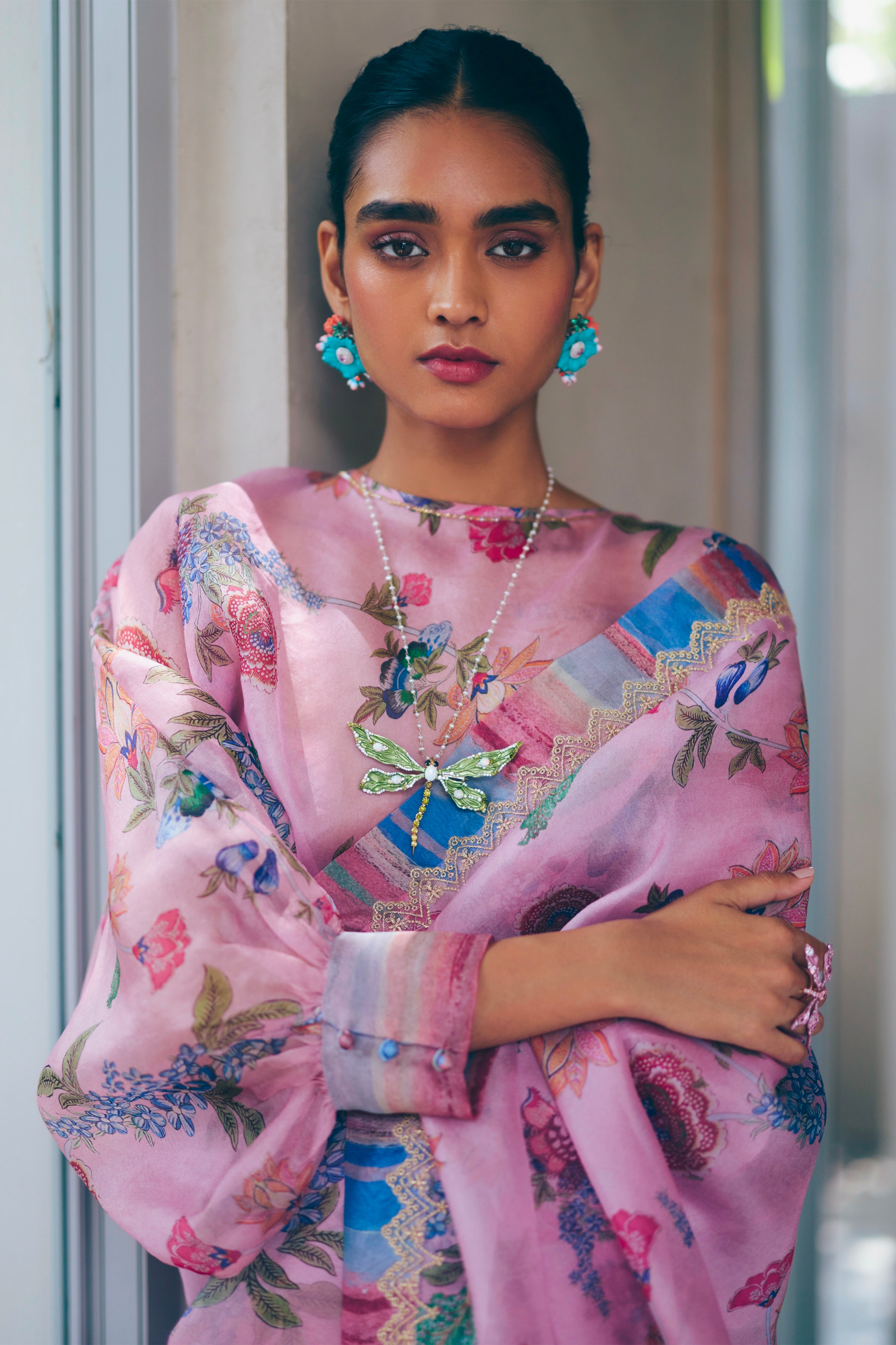 Yasmin Saree - Pink Print