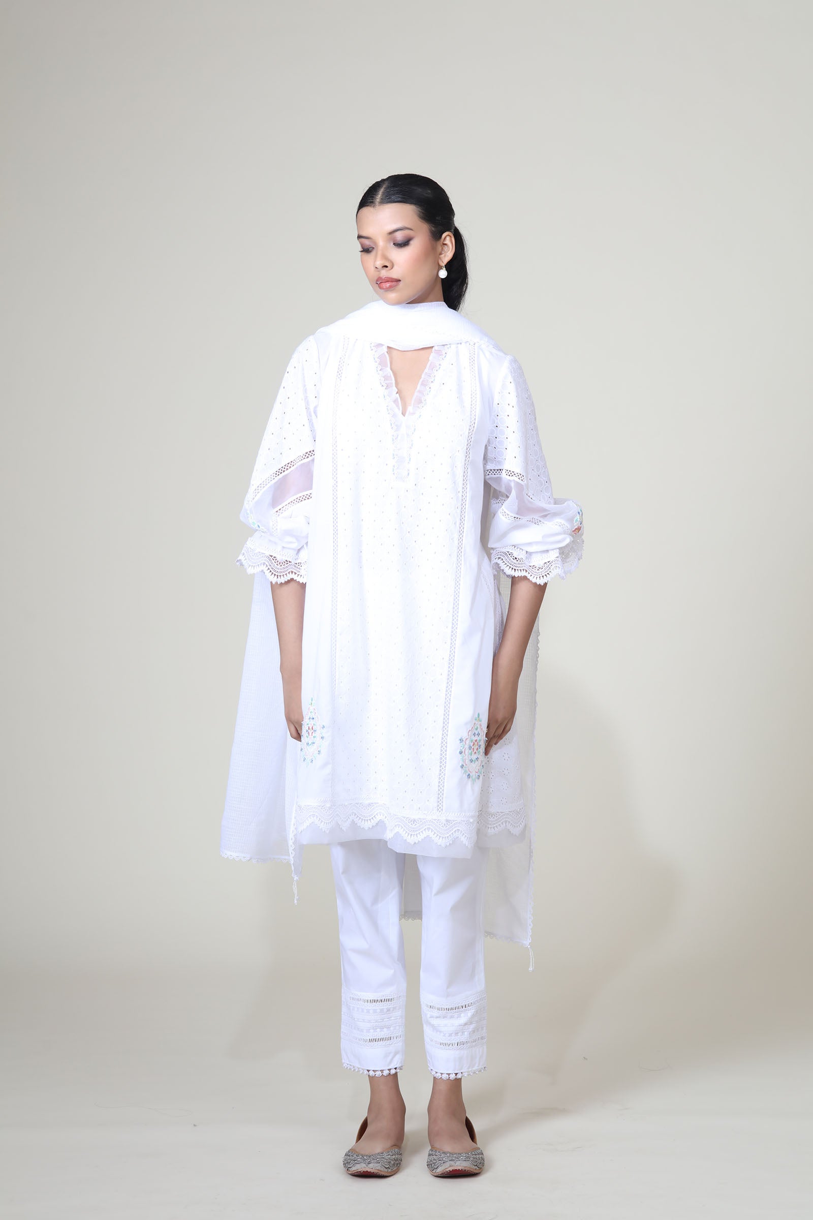 JASMINE KURTA SET - WHITE