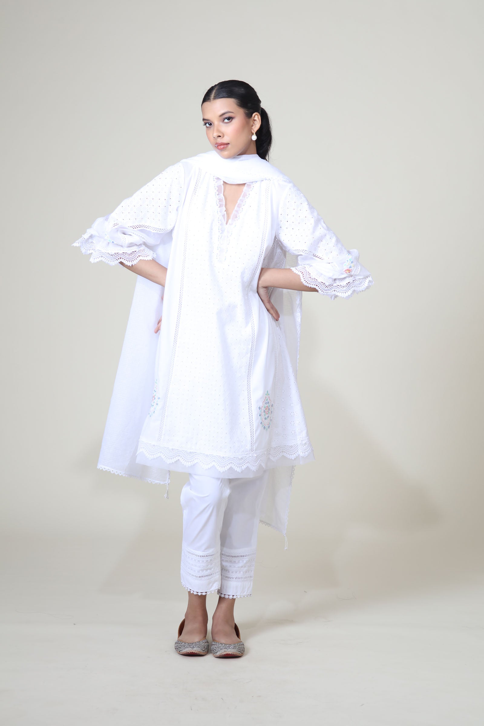 JASMINE KURTA SET - WHITE