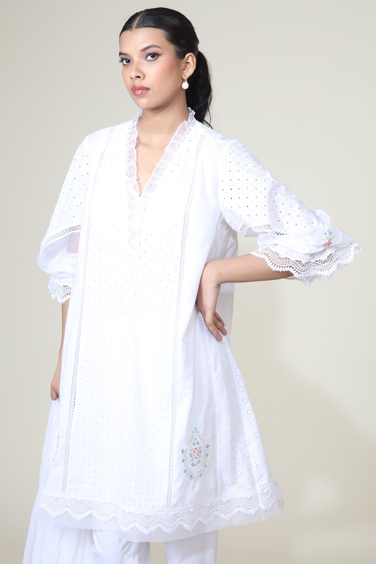 JASMINE KURTA SET - WHITE